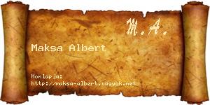 Maksa Albert névjegykártya